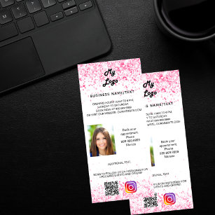 ビジネスロゴ白ピンクの写真qrコードインスタグラム ラックカード