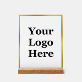 ビジネスロゴ白フェイクと金ゴールド縁ど アクリルサイン (正面)