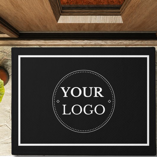 ビジネスロゴ白縁ど黒プロモブランディング ドアマット