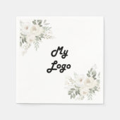 ビジネスロゴ白花模様ブランド色 スタンダードカクテルナプキン (正面)