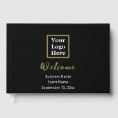 ビジネスロゴ白黒と金ゴールドスクリプトへようこそ ゲストブック (正面)