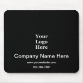 ビジネスロゴ白黒の電話番号Webサイト マウスパッド (正面)