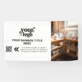 ビジネスロゴ白黒QRコーモダンドフォト 横断幕 (横)