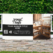 ビジネスロゴ白黒QRコーモダンドフォト 横断幕