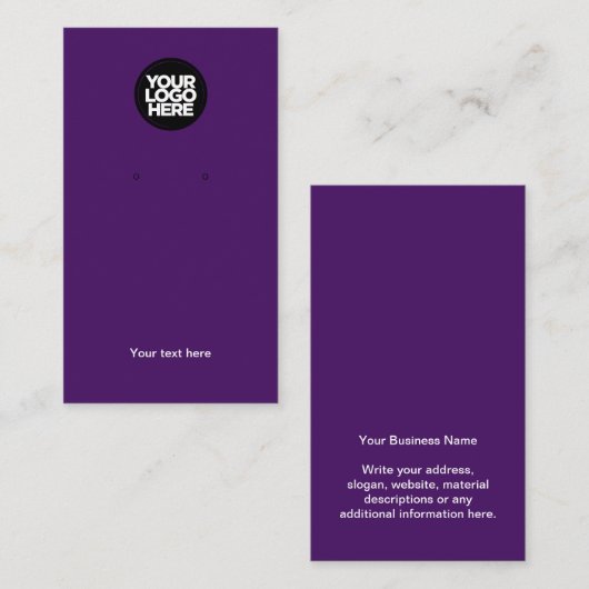 ビジネスロゴ紫のイヤリングディスプレイカード 名刺 (正面/裏面)