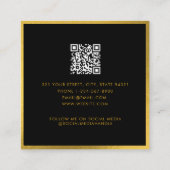 ビジネスロゴ美しいアポイントメントカードブラック金ゴールド スクエア名刺 (裏面)