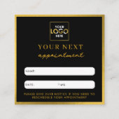 ビジネスロゴ美しいアポイントメントカードブラック金ゴールド スクエア名刺 (正面)