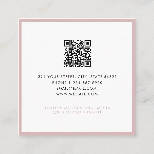 ビジネスロゴ美しいアポイントメントカード赤面ピンク スクエア名刺 (裏面)