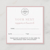 ビジネスロゴ美しいアポイントメントカード赤面ピンク スクエア名刺 (正面)