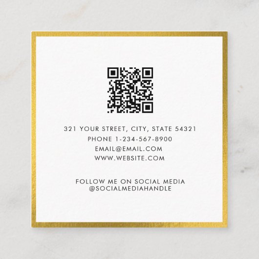ビジネスロゴ美しいアポイントメントカード金ゴールド スクエア名刺 (裏面)