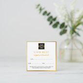 ビジネスロゴ美しいアポイントメントカード金ゴールド スクエア名刺 (スタンド正面)