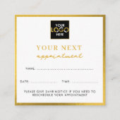 ビジネスロゴ美しいアポイントメントカード金ゴールド スクエア名刺 (正面)