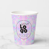 ビジネスロゴ虹色のオパール紙パーティーカップ 紙コップ (正面)