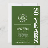 ビジネスロゴ記念日グリーン 招待状 (正面)