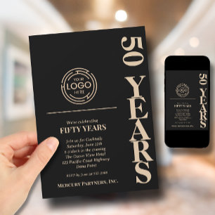 ビジネスロゴ記念日ブラック 招待状