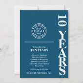 ビジネスロゴ記念日ブルー 招待状 (正面)