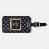 ビジネスロゴ豪華なブラック金ゴールドメタルモノグラム ラゲッジタグ (正面横)