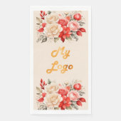 ビジネスロゴ赤いアイボリー花模様クリームベージュ (正面)