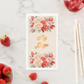 ビジネスロゴ赤いアイボリー花模様クリームベージュ (インサイチュ)