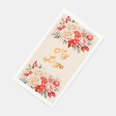 ビジネスロゴ赤いアイボリー花模様クリームベージュ (コーナー)