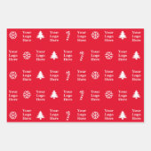 ビジネスロゴ赤い白いクリスマスツリーキャンディーケーン ラッピングペーパーシート (正面)