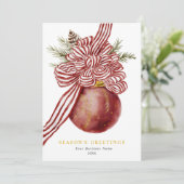 ビジネスロゴ赤い金ゴールド季節のごあいさつ緑 シーズンカード (スタンド正面)