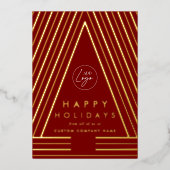 ビジネスロゴ赤と金ゴールド幾何学的クリスマス 箔シーズンカード (正面)