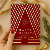 ビジネスロゴ赤と金ゴールド幾何学的クリスマス 箔シーズンカード