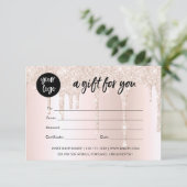 ビジネスロゴ赤面ピンクグリッターギフト証明書 (スタンド正面)