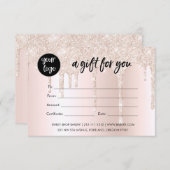ビジネスロゴ赤面ピンクグリッターギフト証明書 (正面/裏面)