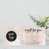ビジネスロゴ赤面ピンクグリッターギフト証明書 (スタンド正面)