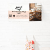 ビジネスロゴ赤面ピンクモダンQRコードフォト 横断幕 (インサイチュ)