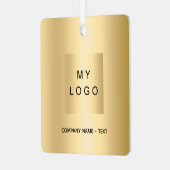 ビジネスロゴ金ゴールドクリスマス メタルオーナメント (正面左)