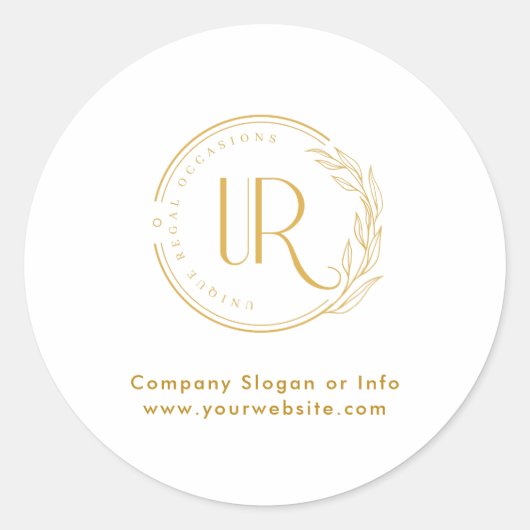 ビジネスロゴ金ゴールドスクリプトモダンプロフェッショナル ラウンドシール (正面)