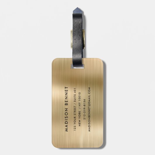 ビジネスロゴ金ゴールドプロフェッショナル旅行 ラゲッジタグ (裏面縦)