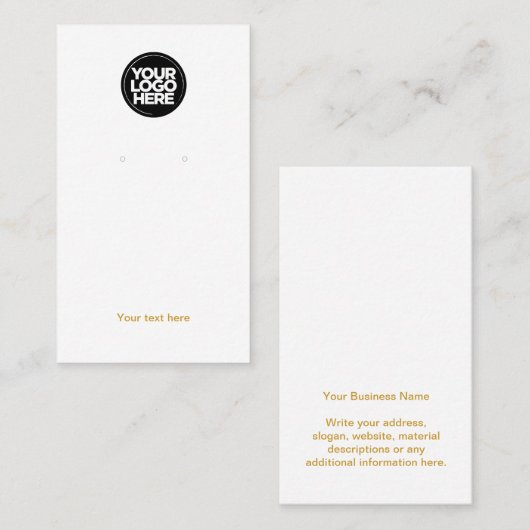 ビジネスロゴ金ゴールドホワイトイヤリング表示カード 名刺 (正面/裏面)