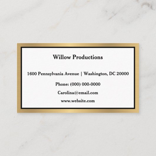 ビジネスロゴ金ゴールド写真 名刺 (裏面)