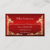 ビジネスロゴ金箔ピーコックコーナー赤 名刺 (裏面)