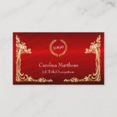 ビジネスロゴ金箔ピーコックコーナー赤 名刺 (正面)