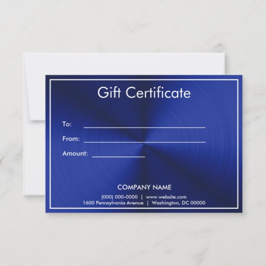 ビジネスロゴ青いギフト証明書 (裏面)