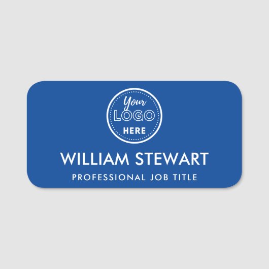 ビジネスロゴ青い従業員スタッフ名 名札 (正面)
