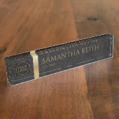 ビジネスロゴ黒と金色 デスクネームプレート (側面)