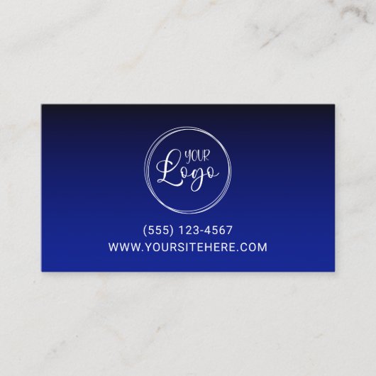 ビジネスロゴ黒王室の青グラデーション 名刺 (正面)