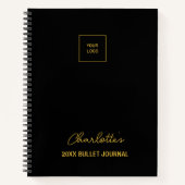 ビジネスロゴ黒金ゴールドエレガント行頭文字 ノートブック (正面)