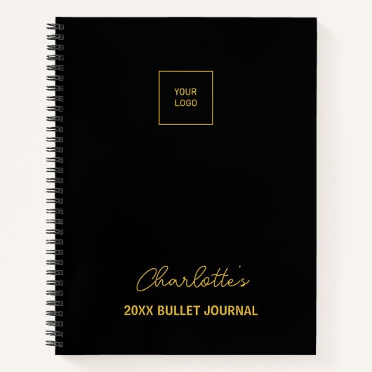 ビジネスロゴ黒金ゴールドエレガント行頭文字 ノートブック (正面)