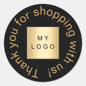 ビジネスロゴ黒金ゴールド感謝していユー ラウンドシール (正面)