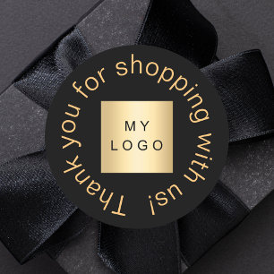 ビジネスロゴ黒金ゴールド感謝していユー ラウンドシール