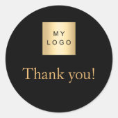ビジネスロゴ黒金ゴールド感謝していユー ラウンドシール (正面)