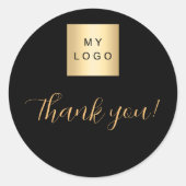ビジネスロゴ黒金ゴールド感謝していユー ラウンドシール (正面)
