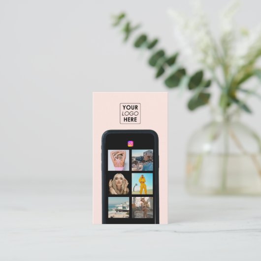 ビジネスロゴ7フォトグリッドソーシャルメディアQRコード 名刺 (スタンド正面)